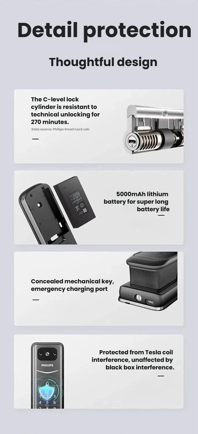 Philips EasyKey 2-in-1 Smart Lock — indoor display unit showing video doorbell feed