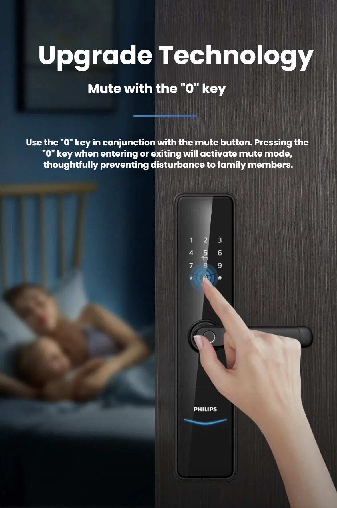 Philips DDL603E-5HWS smart lever lock — SafeHandle indoor lock protection feature