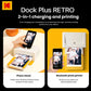 Kodak Dock Plus instant photo printer used as phone stand and Bluetooth photo printer with family print