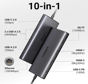UGREEN Revodok Pro 210 ten-port connection layout