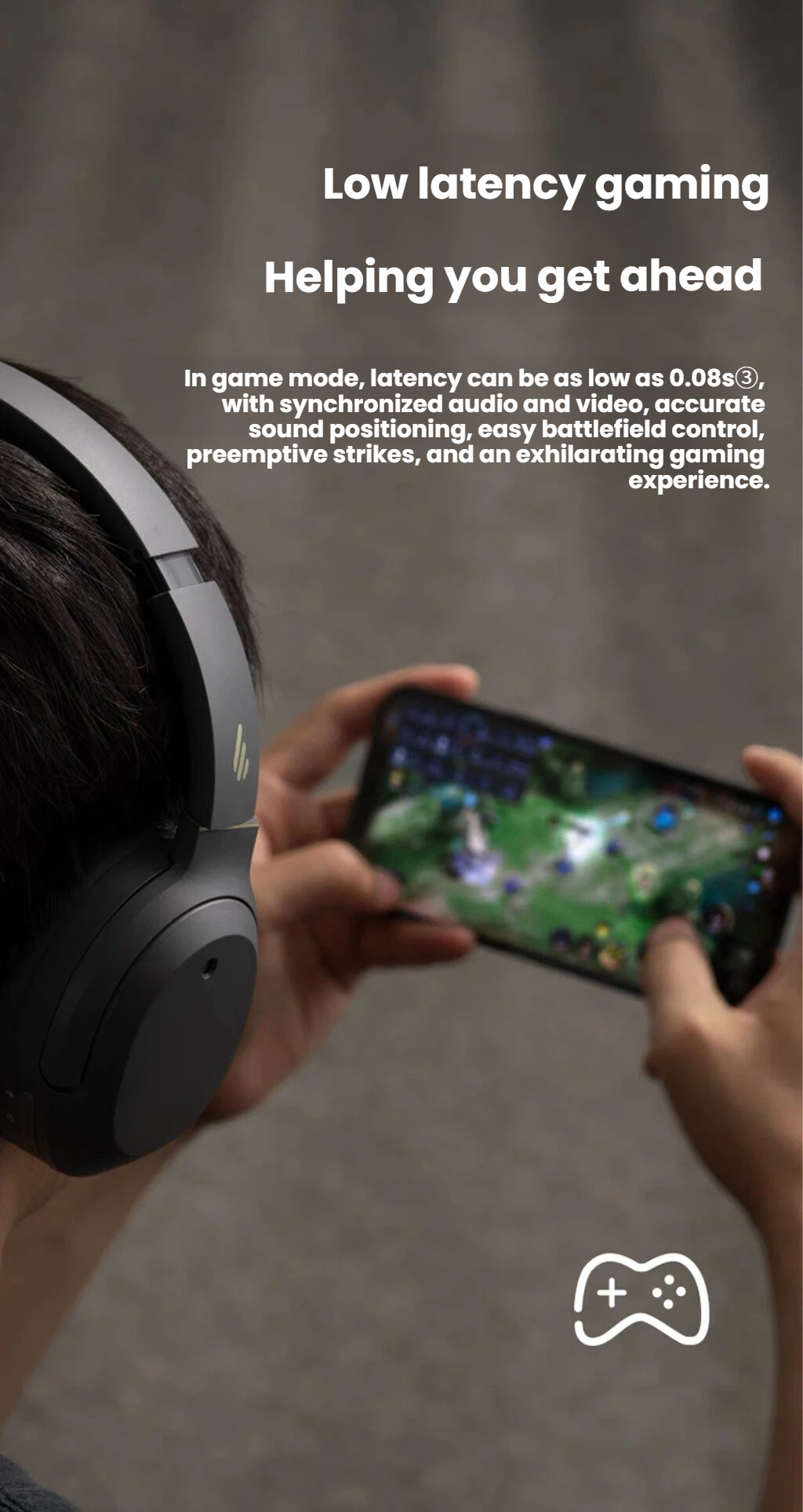 Edifier W820NB 40mm dynamic driver and 49-hour battery life feature illustration