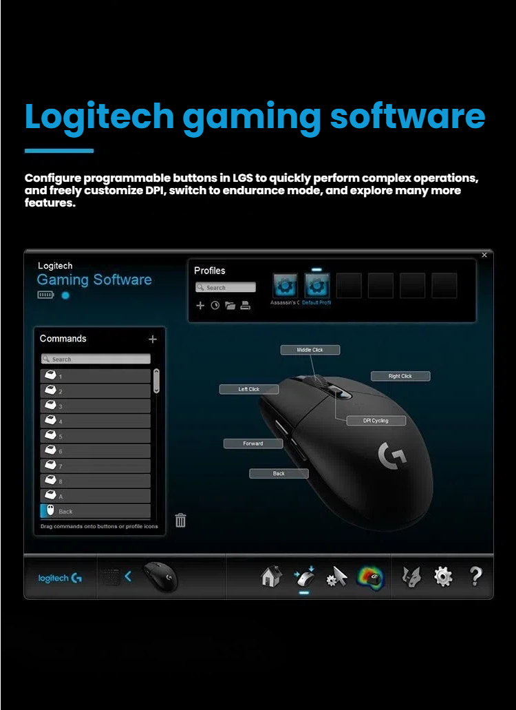 Logitech G305 LIGHTSPEED USB nano receiver storage compartment