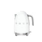 Smeg KLF04 50's Style 1.7L kettle in glossy white with embossed logo and seven-step temperature selector