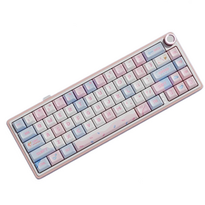 Royal Kludge R65 65 percent wireless mechanical keyboard pink colourway top view