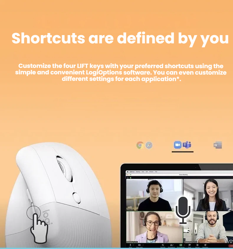 Logitech Lift mouse sculpted thumb rest and soft grip detail