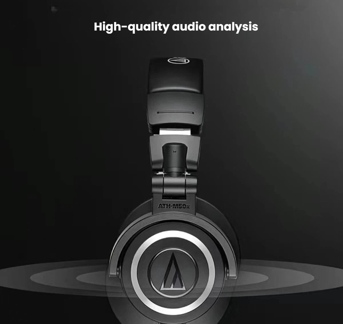 Front-facing view of Audio-Technica ATH-M50xENSO headphones highlighting the iconic logo and premium build — engineered for high-quality audio analysis and professional-grade sound accuracy.