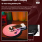 White Audio-Technica Sound Burger playing pink vinyl, highlighting USB-C port and 12-hour battery life.