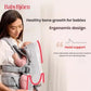 Mother wearing BabyBjörn Carrier One Cotton with baby in front-facing position – ergonomic M-shape seat supports healthy hip development and spine growth.