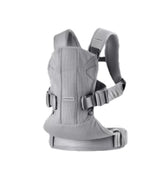 Light grey BabyBjörn Carrier One Cotton baby carrier with breathable cotton fabric, M-shaped seat for hip health, and secure fit for newborns and toddlers.