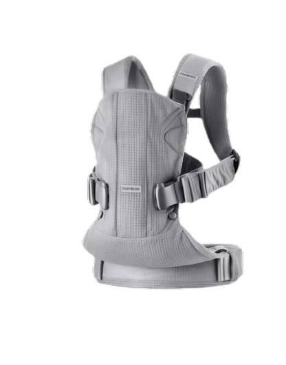 Light grey BabyBjörn Carrier One Cotton baby carrier with breathable cotton fabric, M-shaped seat for hip health, and secure fit for newborns and toddlers.
