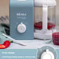 Close-up of Beaba Babycook Express control knob showing 2 steaming modes (Express & Regular) and 1 stirring mode—simple one-touch operation for customizable baby food texture.