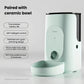 Mint-green DOGNESS Rover APP feeder with true wireless battery, ceramic bowl, anti-jam design, and 360° sealed freshness lock.