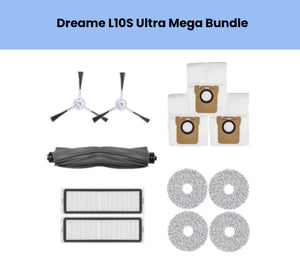 Dreame L10S Ultra Replacement Parts Bundle – Includes 2 Main Brushes, 3 Dust Bags, 1 Side Brush, 2 HEPA Filters, and 4 Mopping Pads