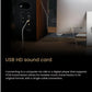 An image demonstrating the Edifier S3000MKII's USB HD sound card capability, with a USB cable connecting the speaker directly to a computer for single-cable, lossless music transmission in its original high-resolution format.