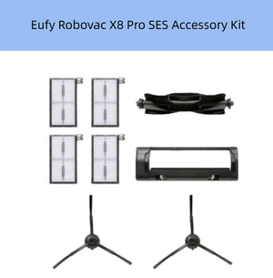 Eufy Robovac X8 Pro SES Accessory Kit – Includes 4 HEPA Filters, 1 Anti-Tangle Main Brush, 1 Filter Frame, and 2 Side Brushes
