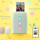Fujifilm Instax Mini Link 3 shown in three color options: rose pink, white clay, and sage green. Vertical design with LED indicator lights. Bluetooth 5.1 enabled for fast wireless printing.