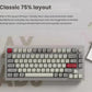 Front view of Keychron Q1 Max 75% keyboard layout with 81 keys and rotary knob, retaining full F-key and arrow key functionality in a compact size, ideal for limited desktop space.