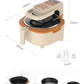 A detailed diagram showing the exact measurements of the Liren 5L air fryer and its accessories, including the main unit's 340mm length and the frying basket's 205mm diameter.