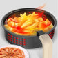 A close-up of the Liren air fryer's basket filled with crispy French fries, illustrating its powerful fan and vertical air guide channels that ensure high-speed, even heat circulation.