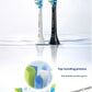 A detailed view of the Philips Sonicare smart brush heads, showing the soft, top-rounded bristles and silicone edging designed for gentle gum care and a powerful, all-in-one cleaning performance.