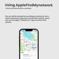 An illustration of the Segway MAX G2's smart tracking feature, showing its location on an iPhone via the integrated Apple Find My network for enhanced security.
