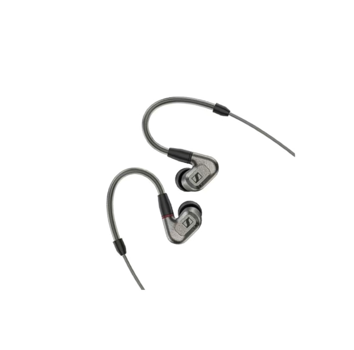 Front view of Sennheiser IE 600 in-ear wired headphones in silver — featuring a premium metal housing and ergonomic design for audiophile-grade sound.