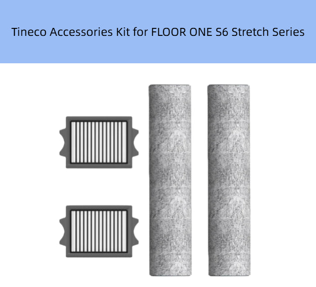 Tineco FLOOR ONE S6 Stretch Accessories Kit – Includes 2 Grey Microfiber Mopping Pads and 2 HEPA Filters