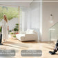 A woman cleans a spacious, modern home with the Tineco FLOOR ONE S7 Steam, illustrating its versatile cleaning modes with up to 40 minutes of runtime in Auto mode and up to 20 minutes in Steam Boost mode.