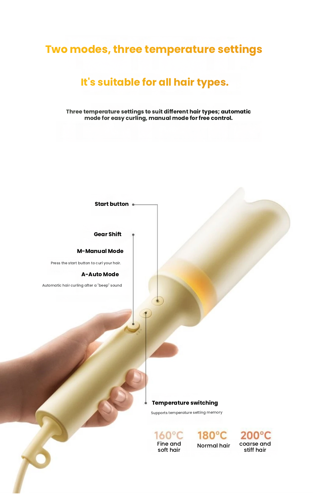 Laifen AutoCurl held for automatic hair styling