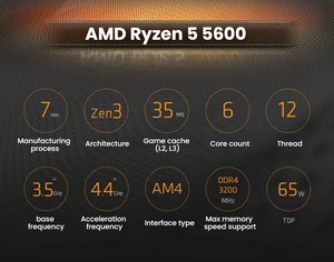 AMD Ryzen 5 5600 processor specifications graphic