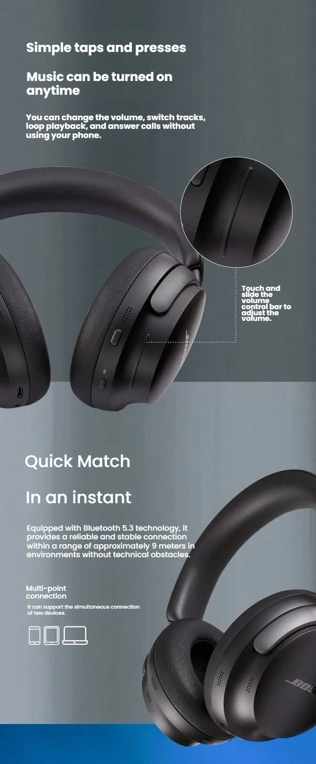 Bose QC Ultra Headphones earcup detail with capacitive volume strip controls