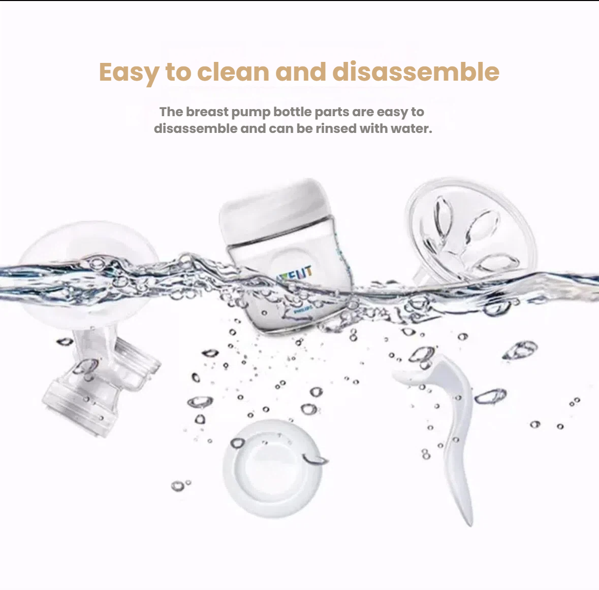 Philips Avent Manual Breast Pump — disassembled showing all parts
