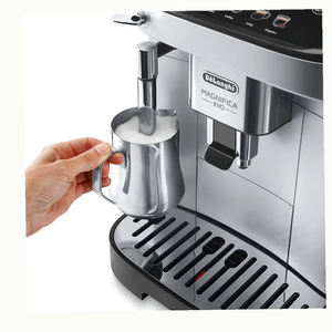 De'Longhi Magnifica Evo Fully Automatic Coffee Machine Silver Black angle image