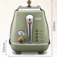 Diagram showing the exact dimensions of the De'Longhi Icona Vintage toaster: 185mm width, 320mm depth, and 230mm height