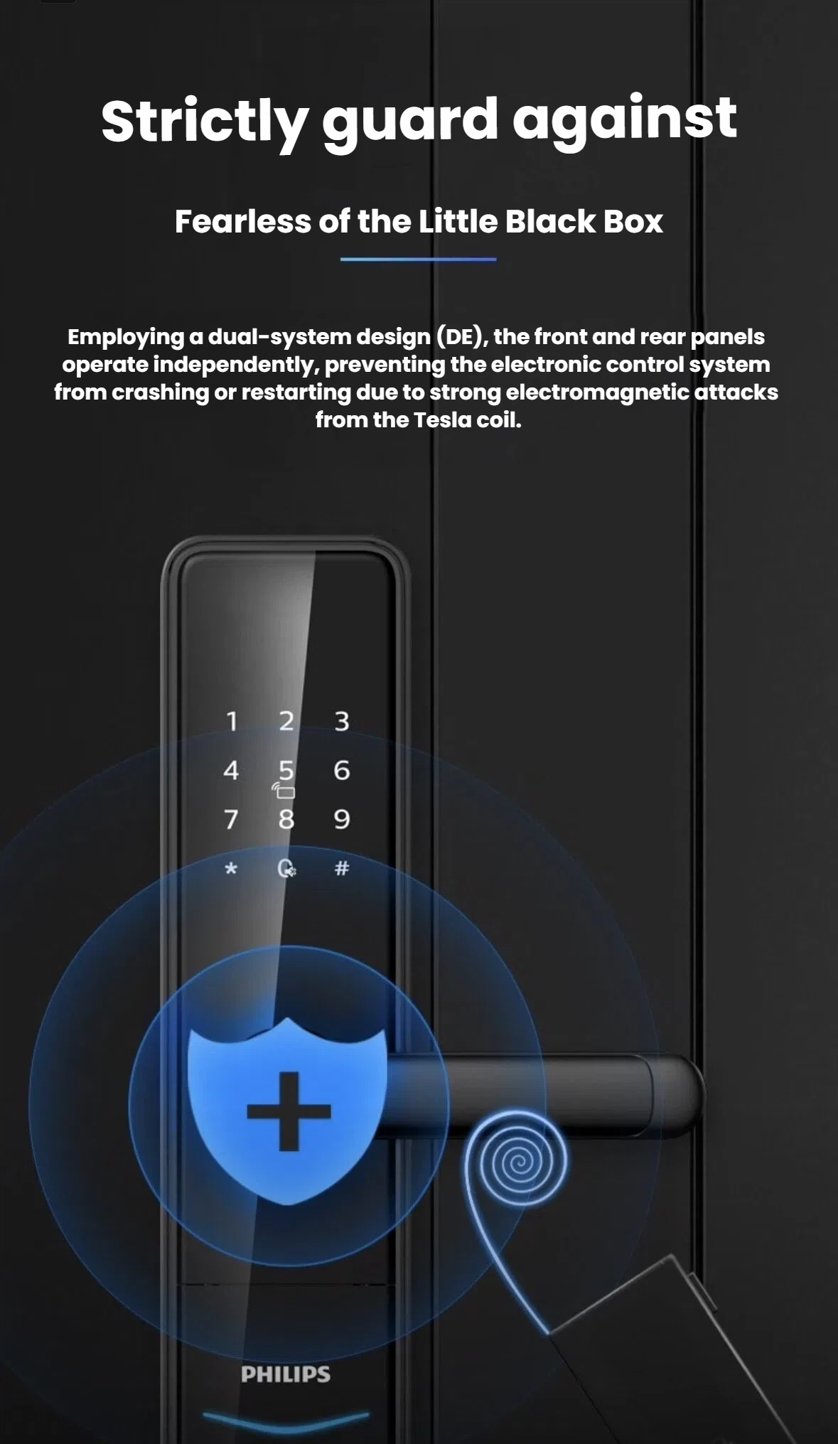 Philips DDL603E-5HWS smart lever lock — emergency Micro-USB power port detail