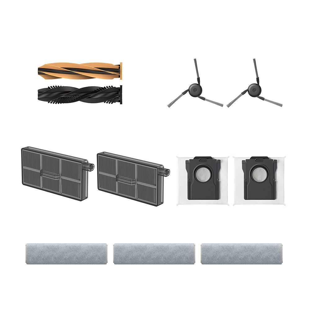 Dreame Aqua10 Ultra Track S accessory kit with DuoBrush rollers, side brushes, filters, dust bags and track mops