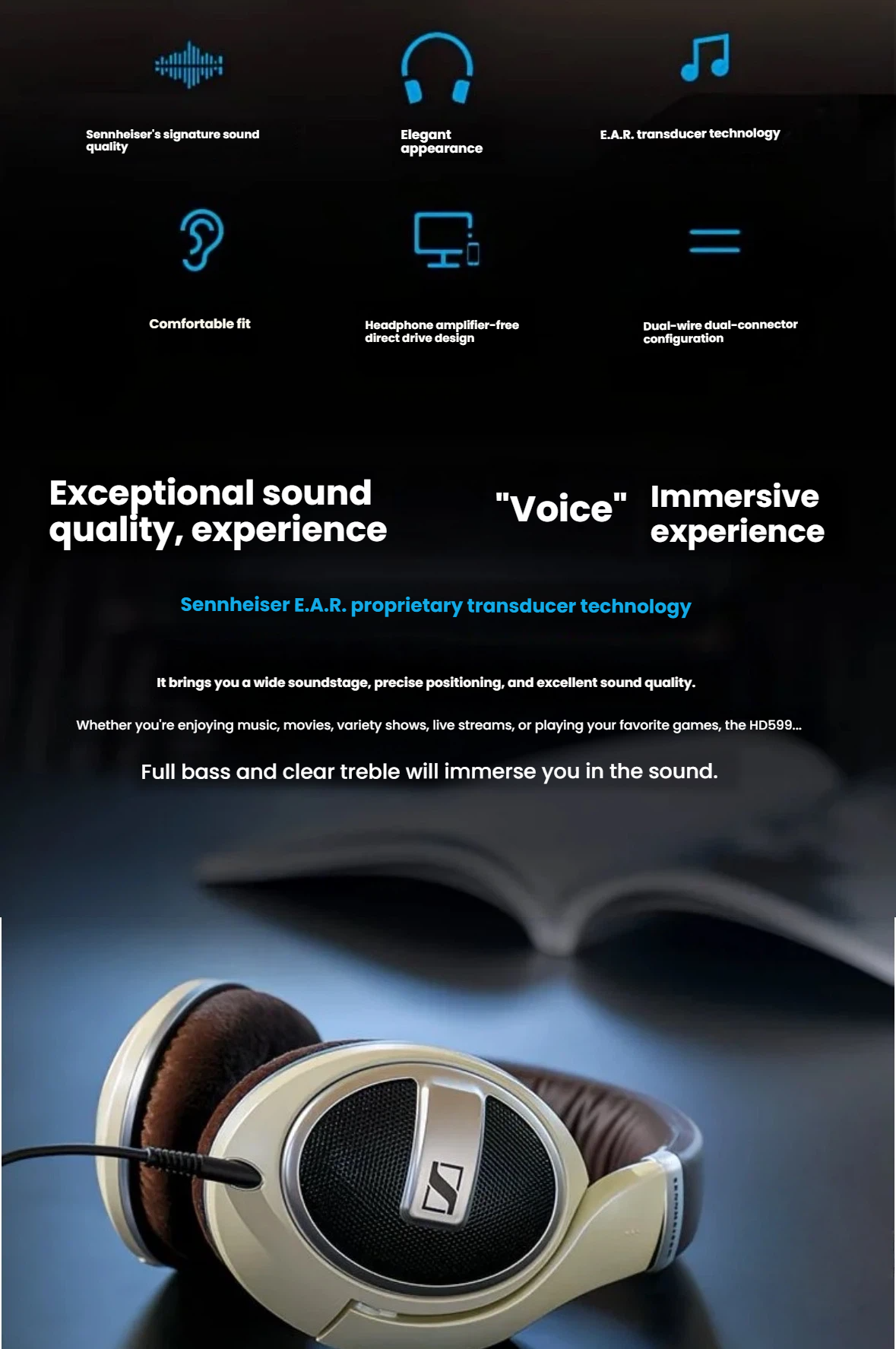 Sennheiser HD 599 natural warm balanced reference sound signature callout
