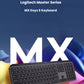  Close-up of hands typing on the Logitech MX Keys S, highlighting the spherical concave keys and smart backlighting for a smooth, quiet typing experience.