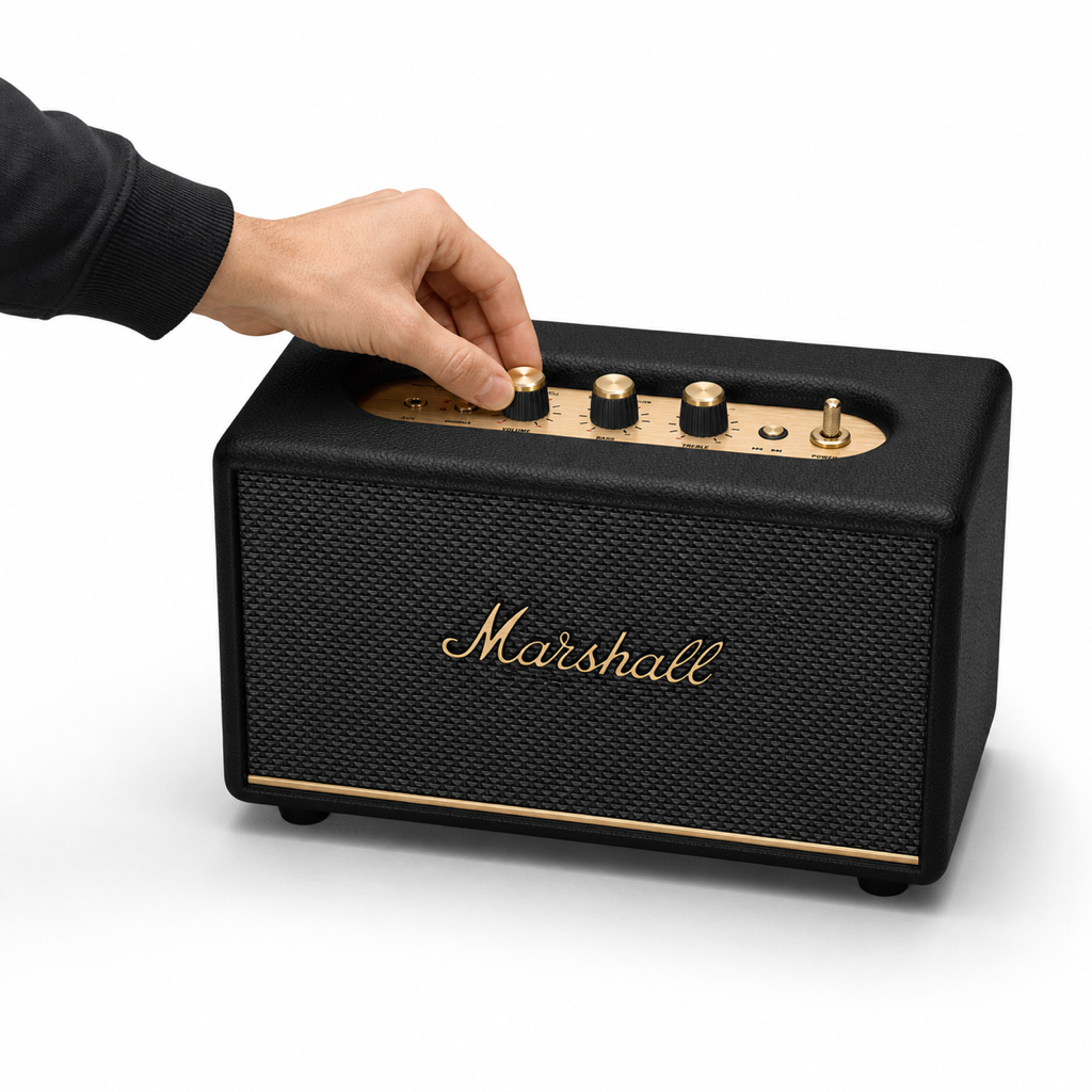 Hand adjusting Marshall Acton III control knobs