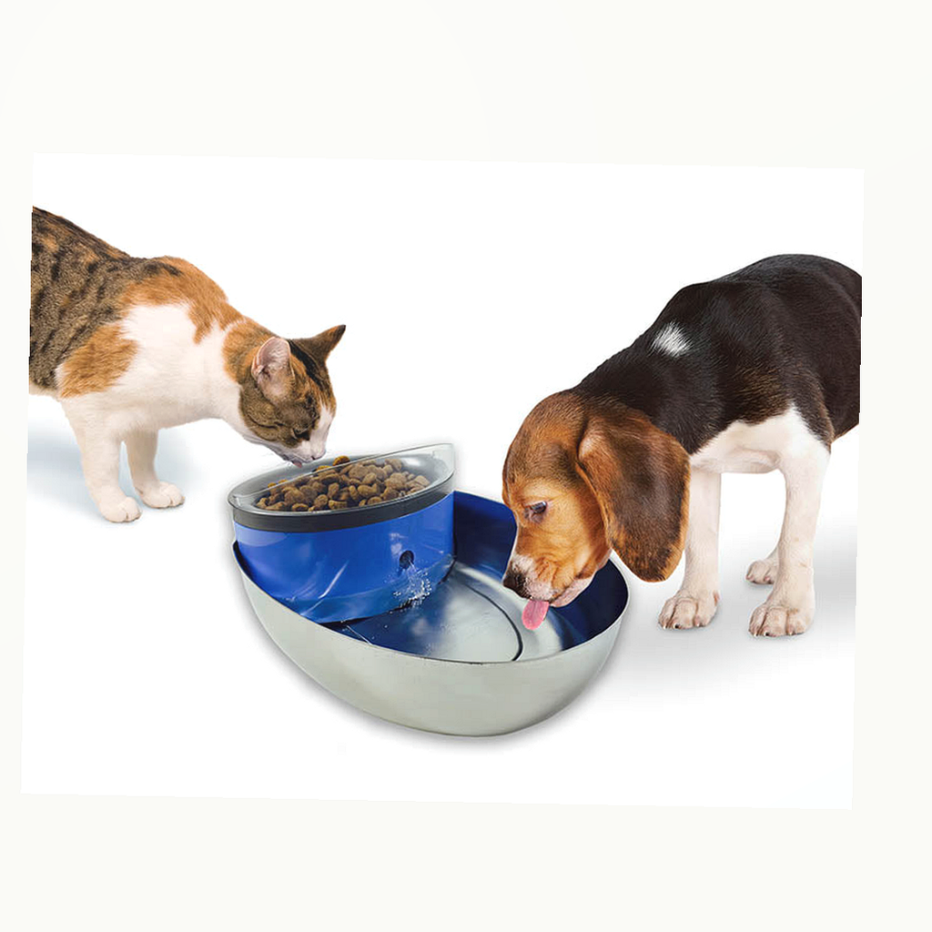 Pioneer Pet Stainless Steel and Plastic Water Food Bowl Drinking Fountain 1.18L product image